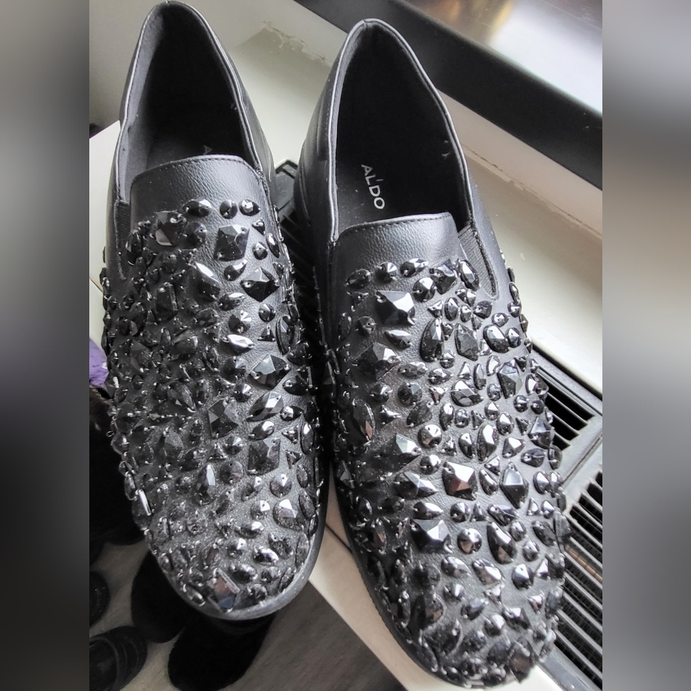 Jeweled Black Loafers